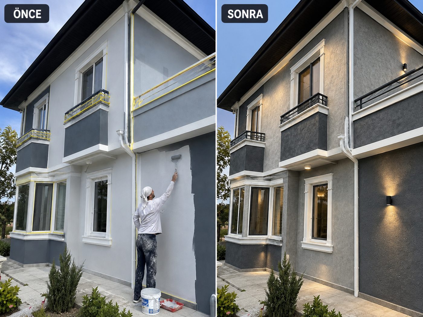 Yenişehir dış cephe boya öncesi ve sonrası