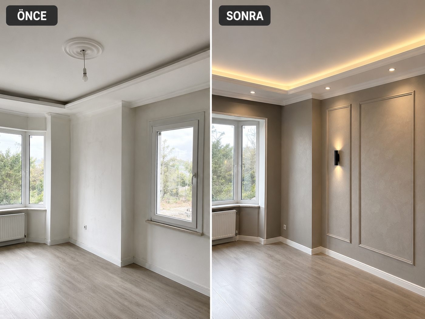 Yenişehir iç cephe boya öncesi ve sonrası